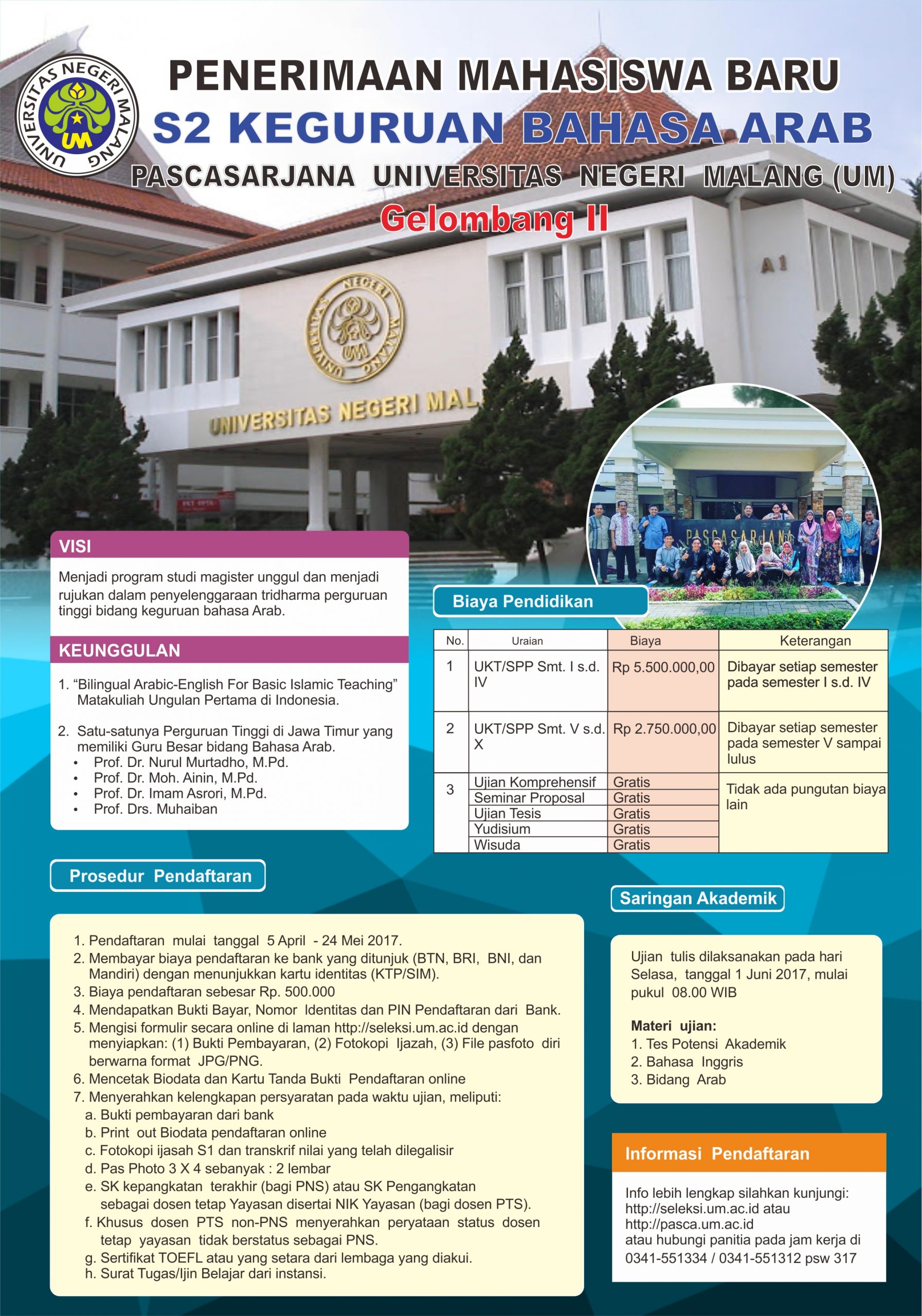 Brosur Penerimaan Mahasiswa Baru Program Magister (S2) Keguruan Bahasa Arab  Universitas Negeri Malang