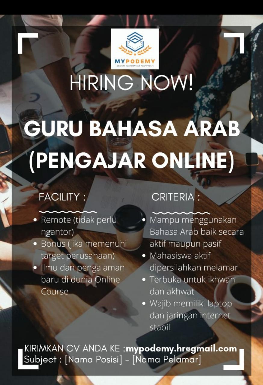 Lowongan Guru Bahasa Arab (Pengajar Online) MYPODEMY