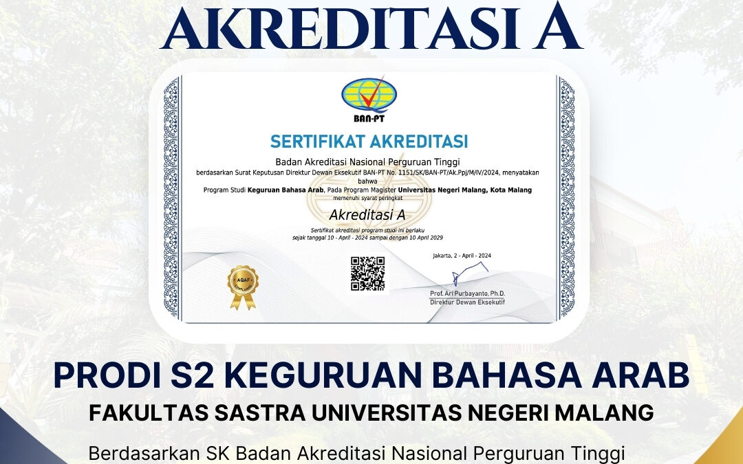 Selamat Atas Akreditasi A Prodi S2 Keguruan Bahasa Arab FS UM